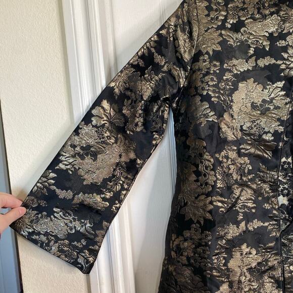BRYN WALKER Black & Gold Floral Tapestry Benedict Jacket Size Small $228 Brocade - Picture 5 of 9